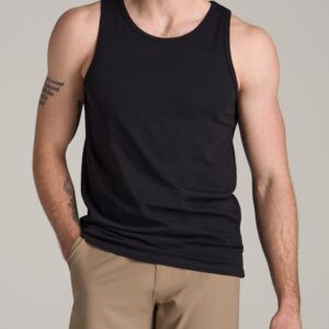 The Essentials: Men's Tall SLIM-FIT Beach Tank Top in Black