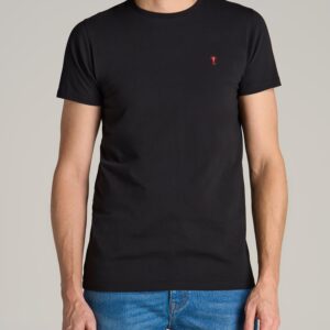 Embroidered Logo Crewneck T-Shirt for Tall Men in Black