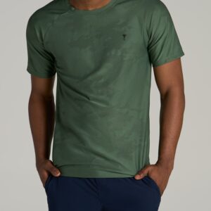 Jacquard Training T-Shirt for Tall Men in Forest Green