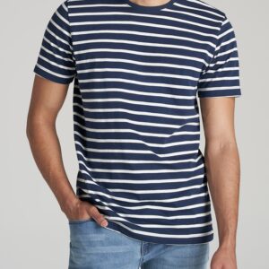 Striped Tee for Tall Men in Navy And White