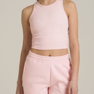 Cropped Ribbed Tank Top for Tall Women in Barely Pink