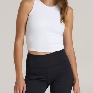 Cropped Ribbed Tank Top for Tall Women in White