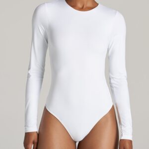 Long Sleeve Bodysuit for Tall Women in Bright White
