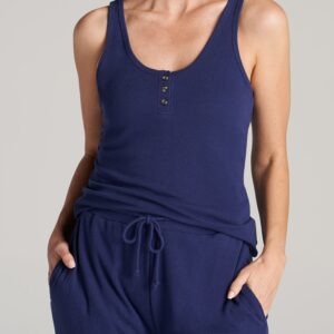 Waffle Tank Top for Tall Women in Midnight Blue