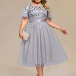 Plus Size Sequin Leaf Wedding Guest Dress