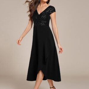 A-Line V-Neck Wedding Guest Dress