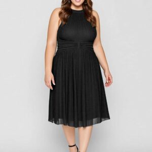Plus-Size Glittery Halter Neck Dress
