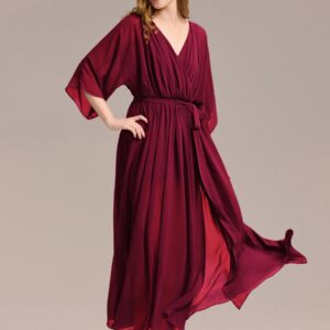Slit Chiffon Tie-Front Formal Dress