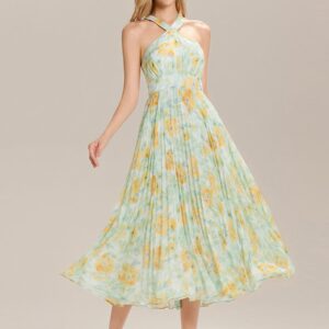 Cut-Out Chiffon Floral Wedding Guest Dress