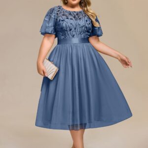 Plus Size Sequin Leaf Midi Evening Dress