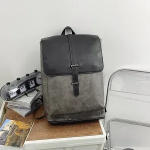 Retro Contrast Color Travel Men's Backpack Large Capacity Student Bookbag Computer Bag Fashionable Double-Shoulder Bag