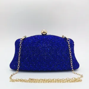 New Cross-Border Style Full-Diamond Handbag Nightclub Party Evening Dress Bag Blue Crystal Evening Banquet Bag