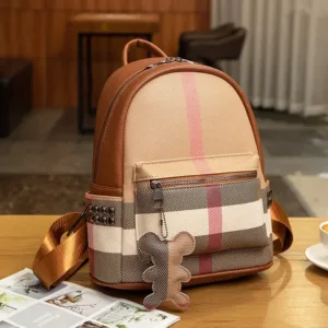 Fashionable Plaid Women's Backpack Large Capacity Casual Commuter Bag Ideal for Travel And School Versatile Double Shoulder Bag