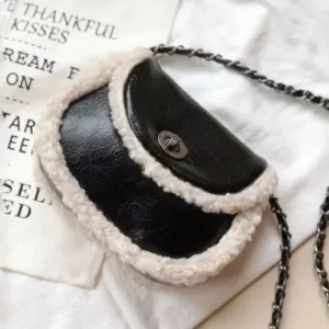 Women Crossbody Bag Vintage Fluffy Satchel Purse with Coin Purse Pouch Square Tote Bag Top Handle Bag