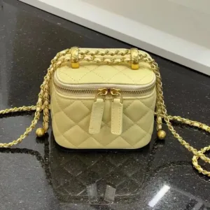 Versatile Tweed Styleargyll Chain Handle Double Ball Box Small Square Bag Trendy Single Shoulder Slant Cross Bag Makeup Bag