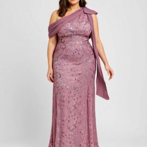 Bow Detail Sequin Drop Shoulder Sleeve Dress