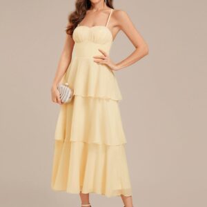 Tie Knot Chiffon Sleeveless Wedding Guest Dress
